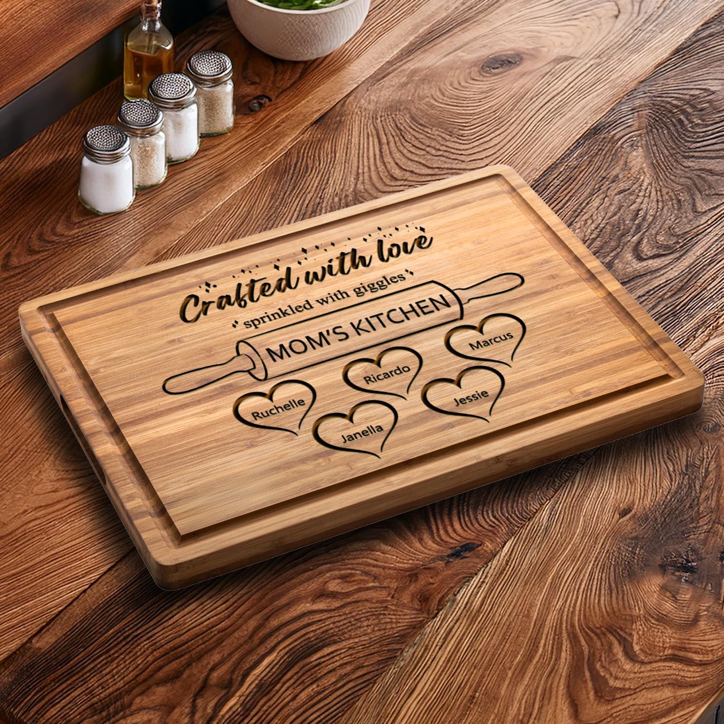 Personalized Mothers Day Gift for Grandma, Mom, Custom Cutting Board with Kids Names for Mom, Nana, Parents, Grandma's Kitchen, Customized Mom and Grandma Gift - Image 3