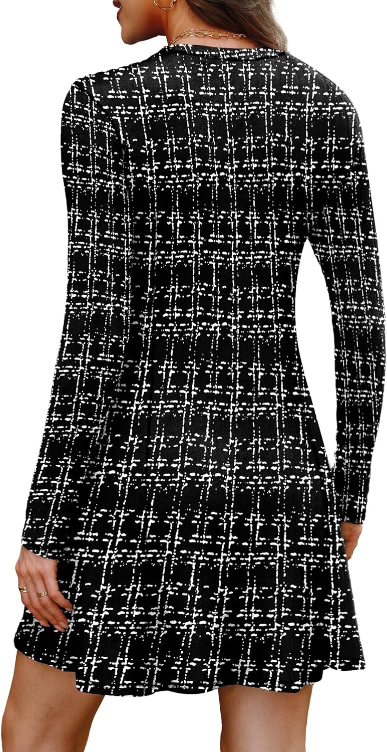 OFEEFAN Fall Dresses for Women 2025 Long Sleeve Crew Neck Sweater Dress - Image 5