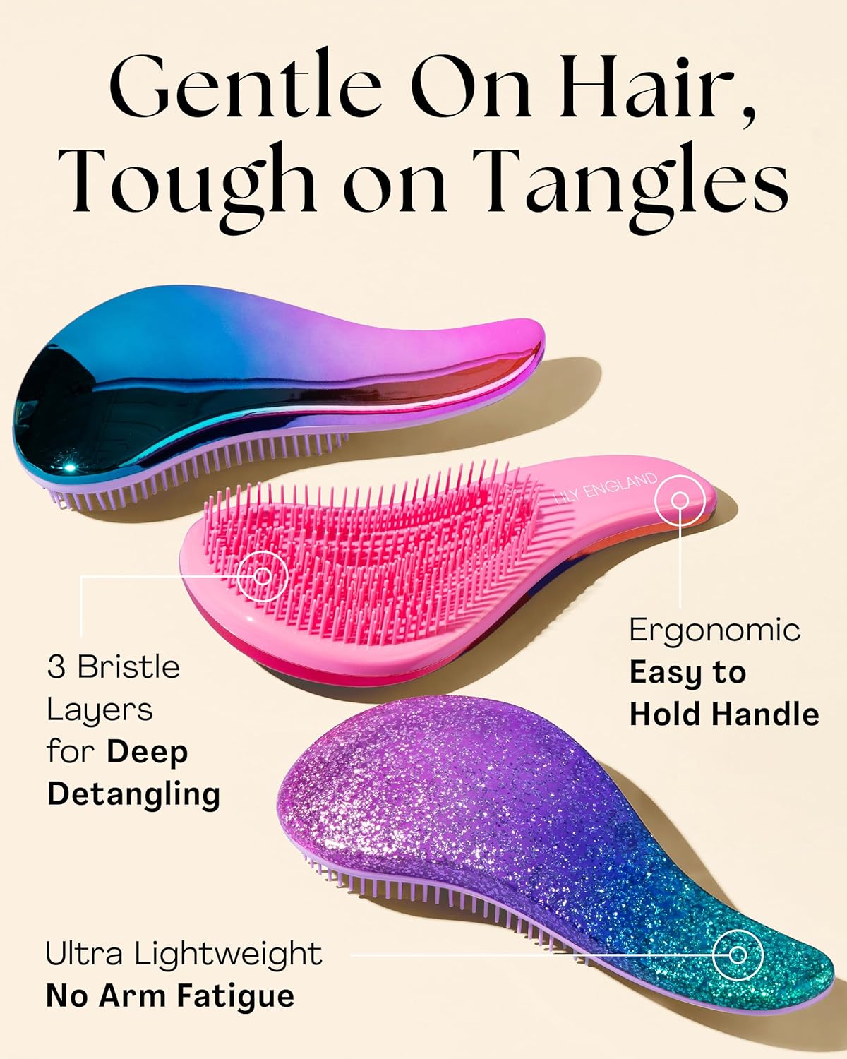Lily England Teen Girl Gifts Trendy Stuff - Gentle Detangler Hair Brush for Curly, Thick, Straight & Natural Hair - Attractive Gift for Teen Girls with Flexible Bristles for Wet & Dry Hair, Rose-Gold - Image 6