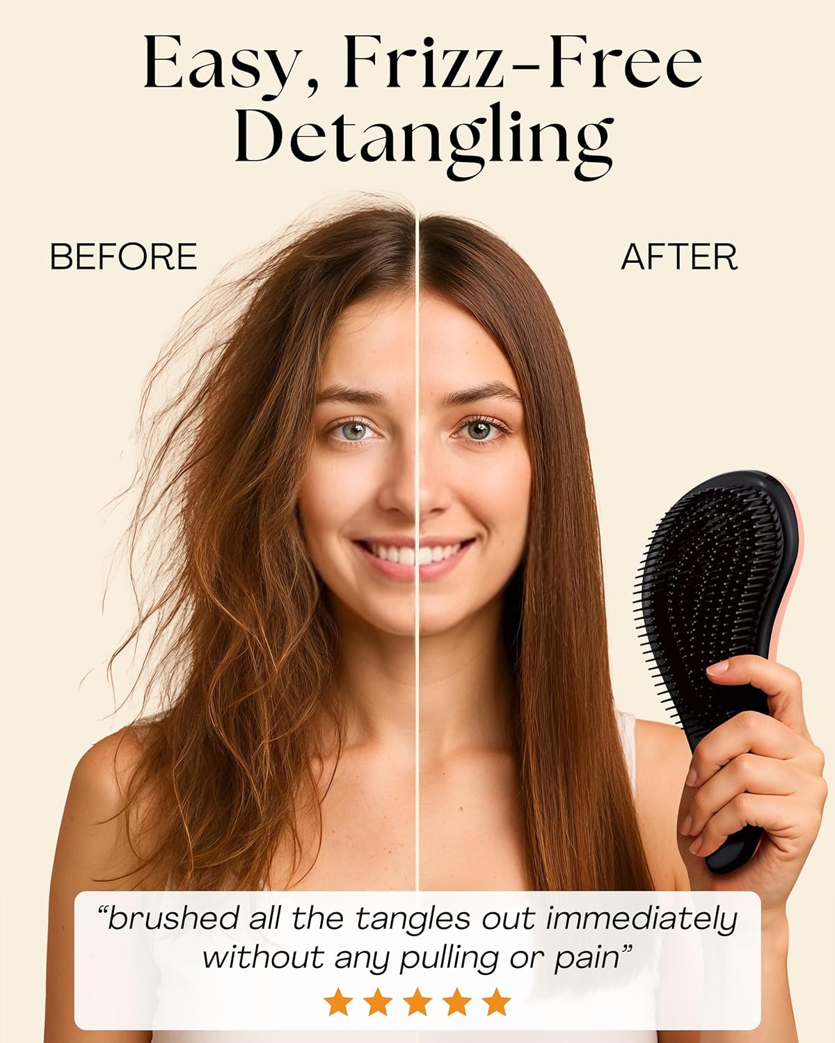 Lily England Teen Girl Gifts Trendy Stuff - Gentle Detangler Hair Brush for Curly, Thick, Straight & Natural Hair - Attractive Gift for Teen Girls with Flexible Bristles for Wet & Dry Hair, Rose-Gold - Image 2