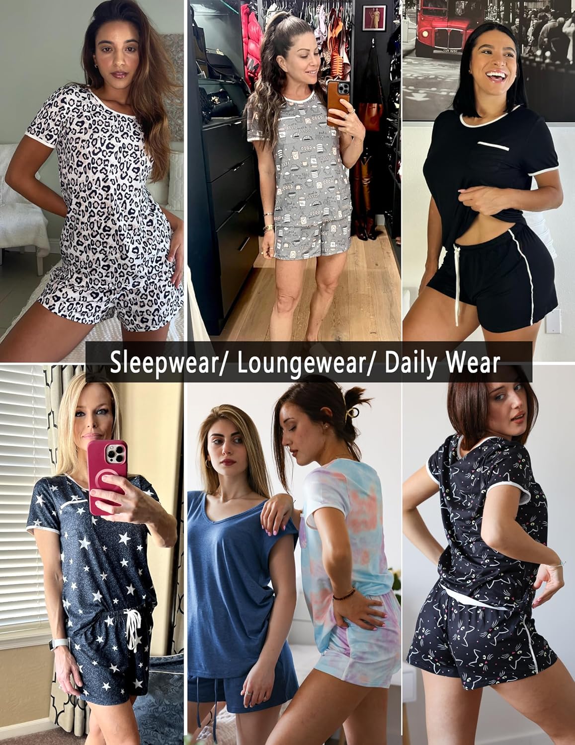 Ekouaer Pajama Set for Women 2 Piece Lounge Set Short Sleeve Tops and Shorts Soft Sleepwear, Chest Pocket - Image 5