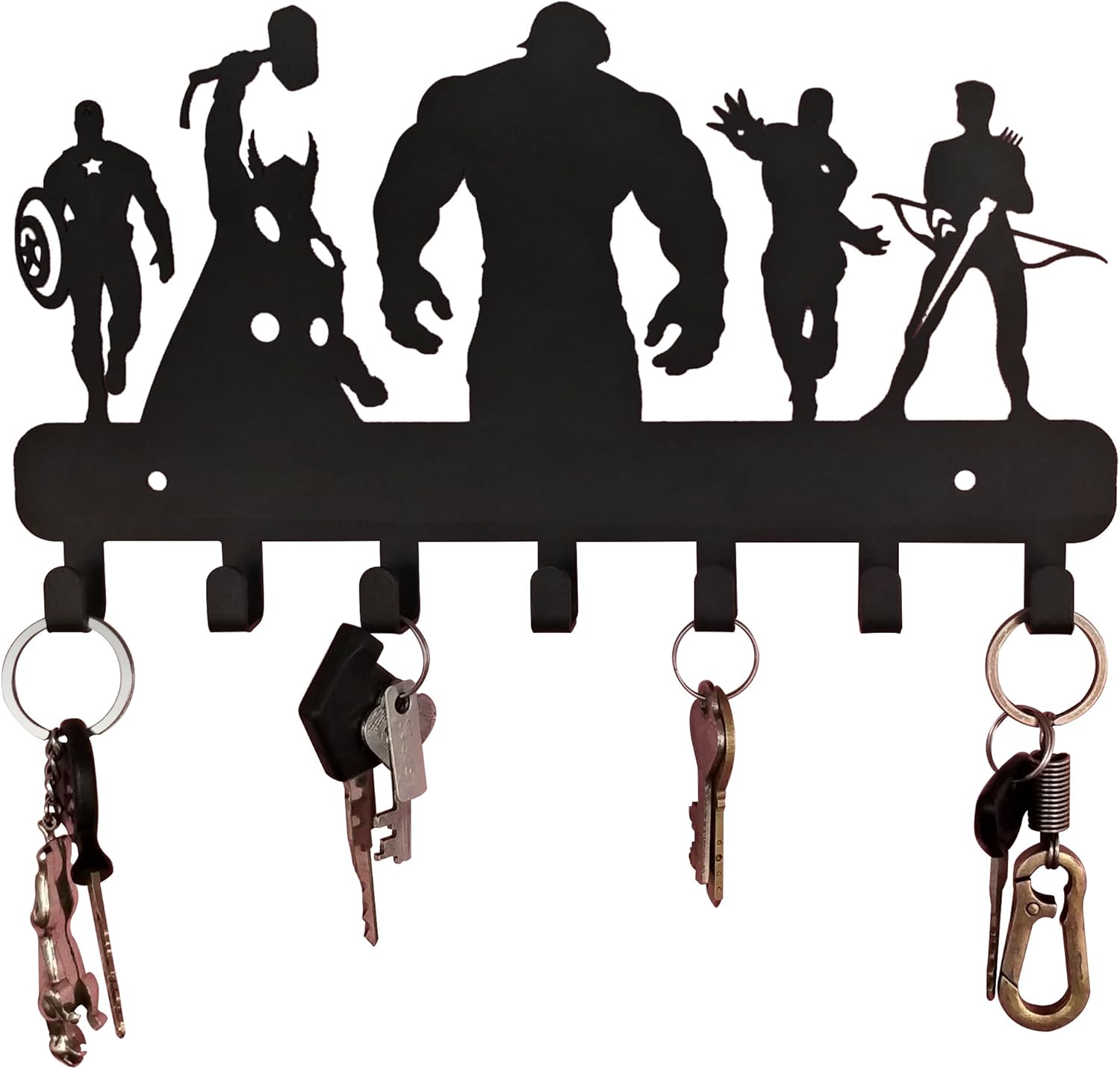 Superheros Wall Mounted Metal Key Holder, Key Organizer, Metal Key hook, 10.6 X 7.5 X 1 INCH