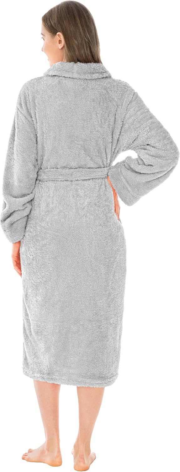 PAVILIA Premium Womens Plush Soft Robe Fluffy, Warm, Fleece Sherpa Shaggy Bathrobe - Image 2