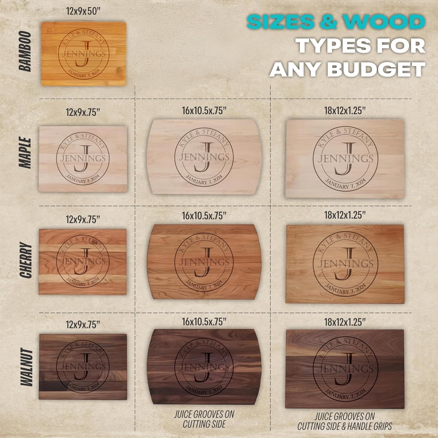 Blue Ridge Mountain Gifts Personalized Wood Cutting Board Laser Engraved Anniversary or Wedding Gift Custom Charcuterie Board Personalized Christmas Gift - Image 2