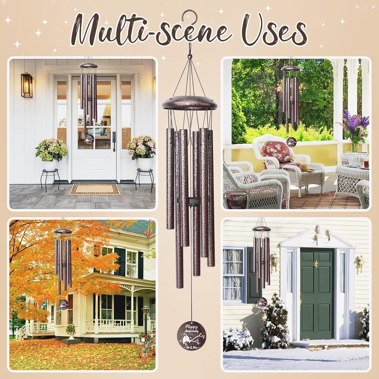 Anniversary Wind Chimes Gifts for Men Women, 25" Wind Chimes Romantic Gift for Couple, Parents, Wife, Husband, Friends, Happy Anniversary Decorations - Image 8