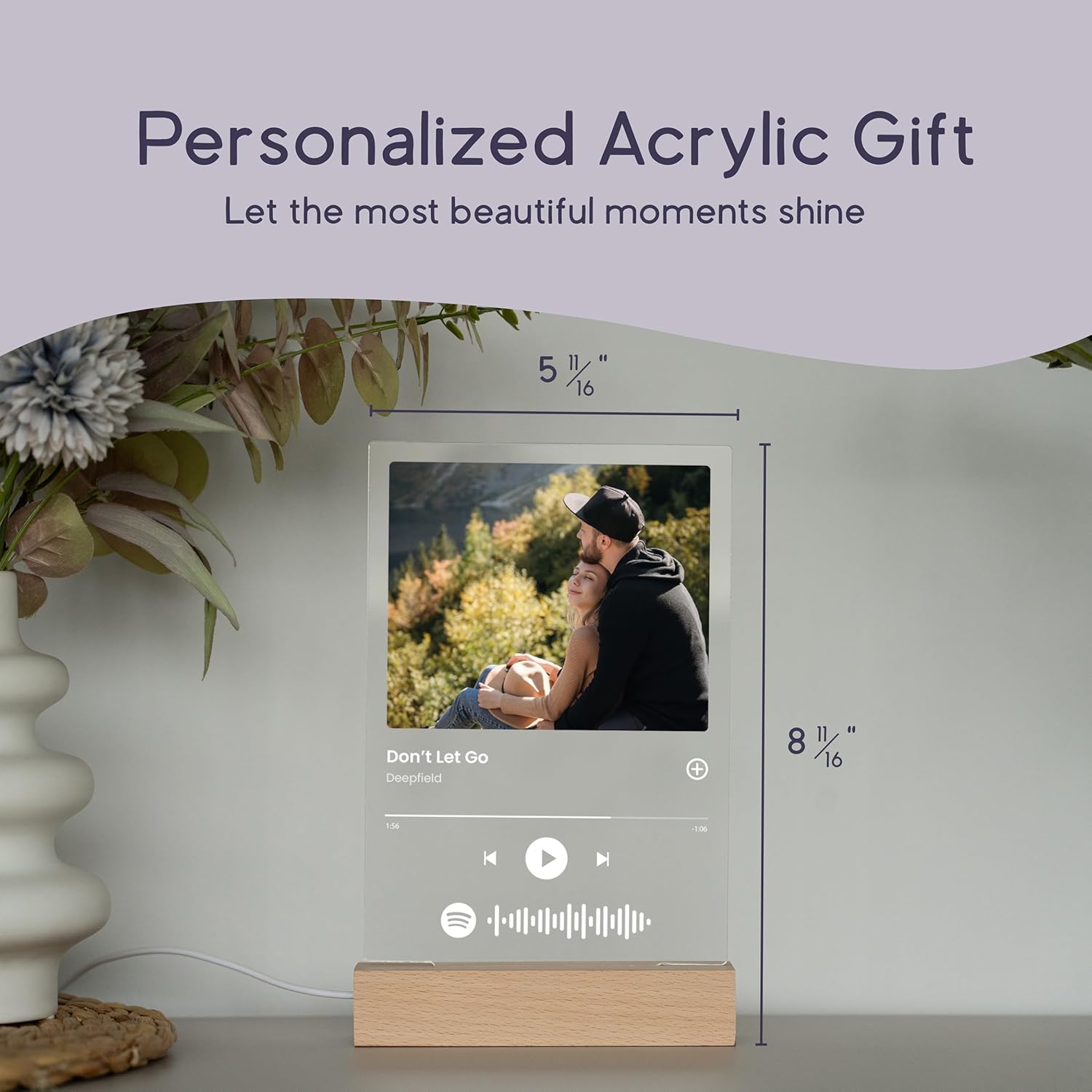 Custom Music Plaque - Personalized Acrylic Song Plaque/Glass Album Cover/Present for Girlfriend - Customized Music Sign - Long Distance Gifts - Couple Present for Her/Him/Boyfriend - Image 4