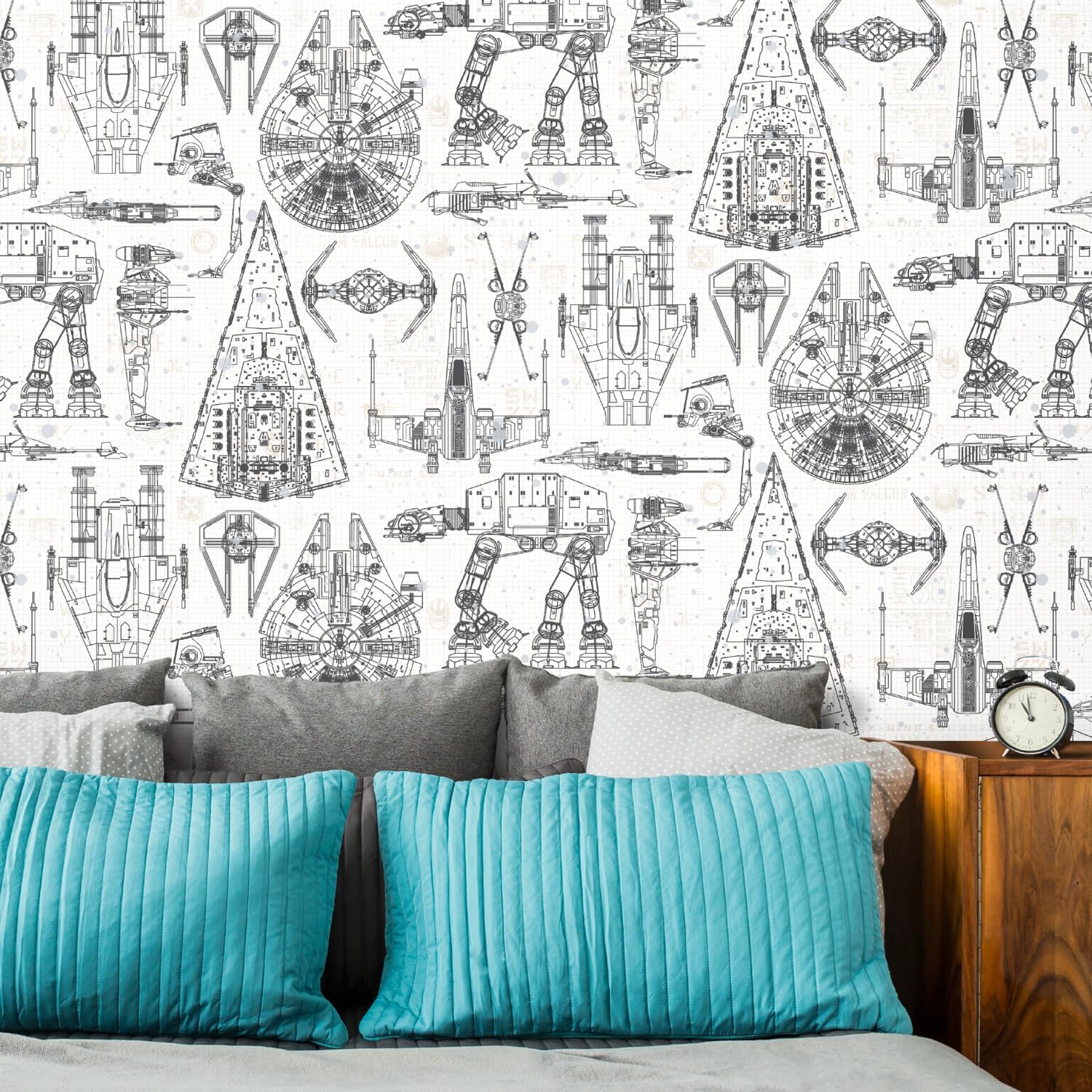 Star Wars Blueprint Blue Peel & Stick Wallpaper by RoomMates, RMK11036WP - Image 4