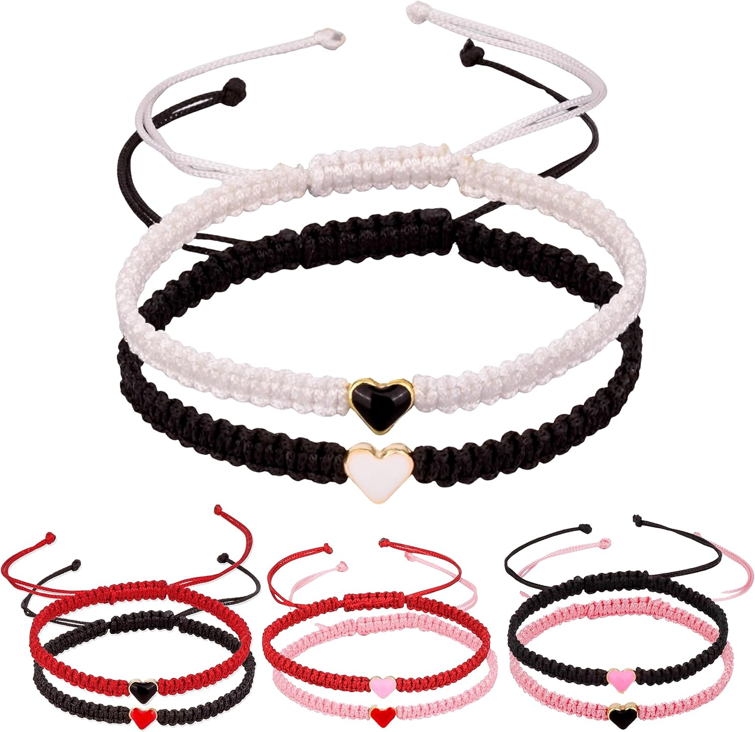 Set of 2 Colorful Heart Beaded Matching Bracelets for Couples and Friendships | Adjustable Couple Bracelets set | Friendships Bracelets set | Couples Gift for Anniversary | Best Friend Bracelets | Gift for Boyfriend Girlfriend | Valentines Gifts | Long Distance Bracelets for Partners - Image 7