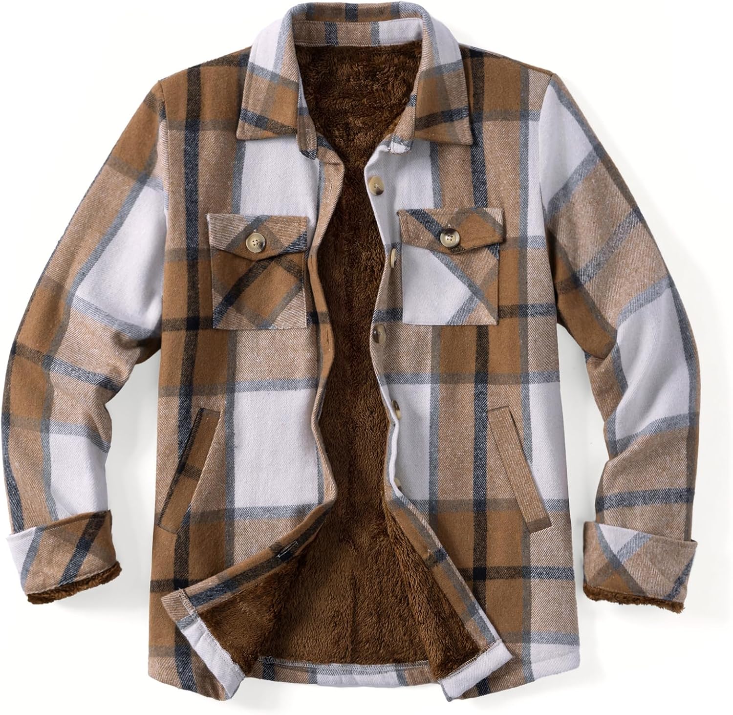 Zeagoo Women's Fleece Sherpa Jacket Casual Long Sleeve Button Down Flannel Shacket Shirt Winter Coat with Pockets - Image 6