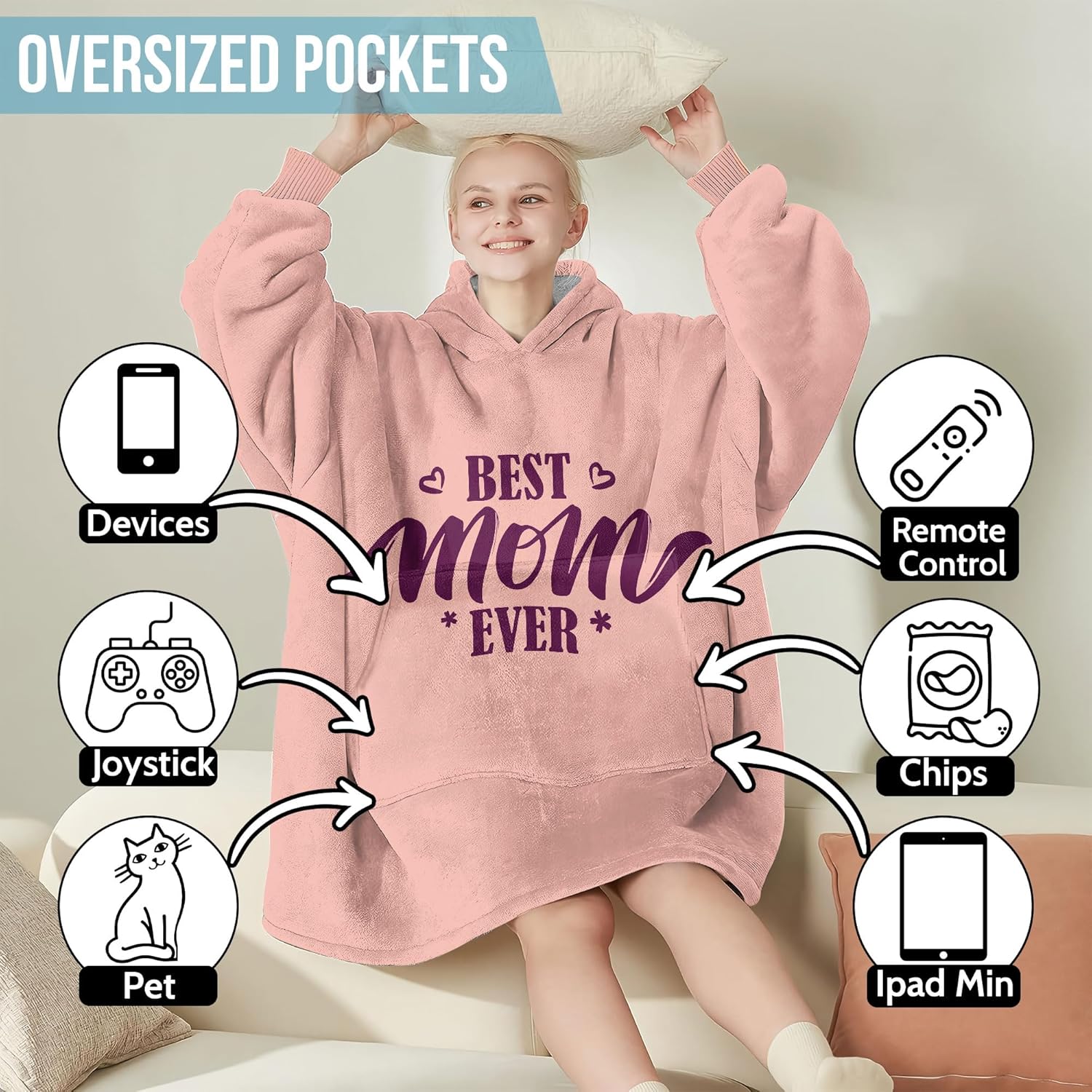 Wearable Blanket Hoodie For Mom Wife Best Ever Hoodie- Christmas Gift From Husband Daughter Anniversary Birthday - Image 5