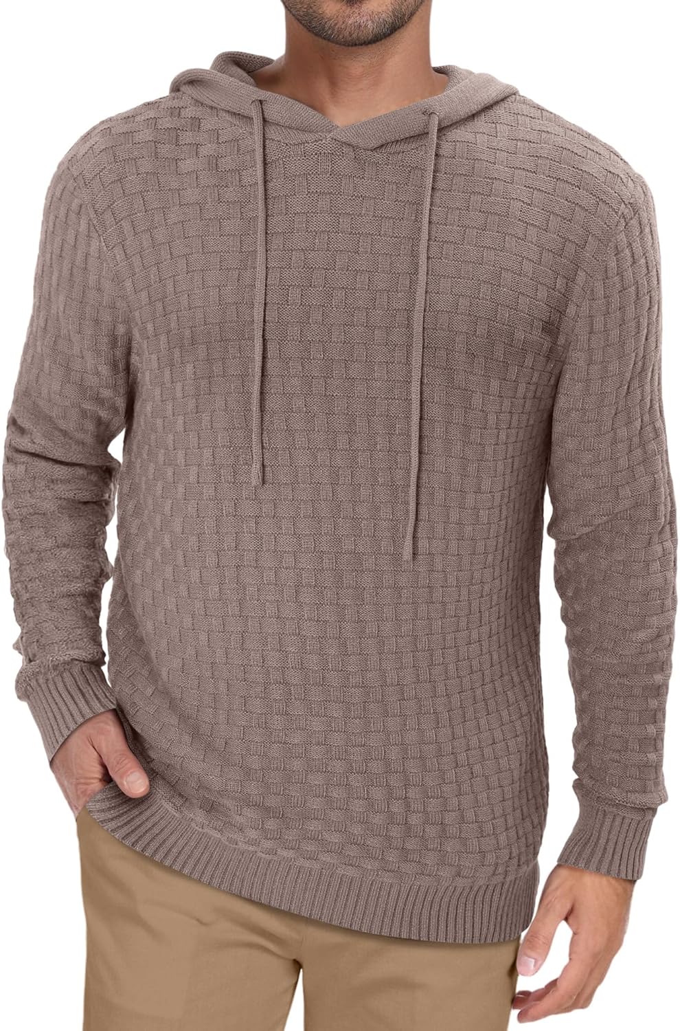 Mens Sweater Pullover Long Sleeve Knitted Polo Shirts Casual Winter Sweater Hoodies - Image 3