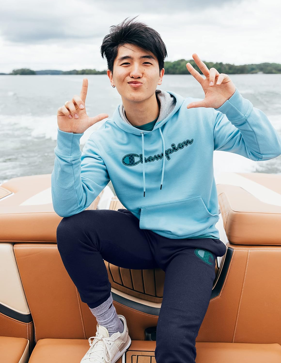 Champion Men's Fleece Script Logo Hoodie (Reg. Or Big & Tall) - Image 7