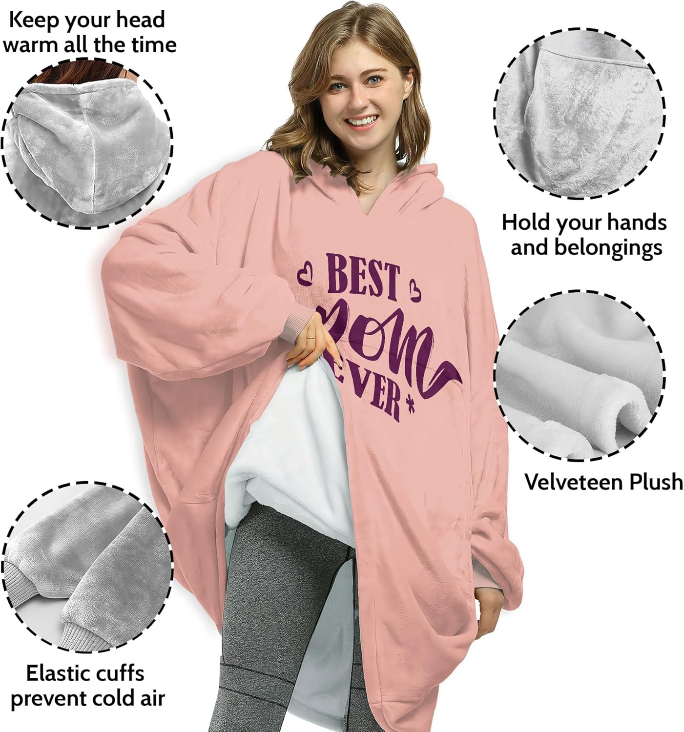 Wearable Blanket Hoodie For Mom Wife Best Ever Hoodie- Christmas Gift From Husband Daughter Anniversary Birthday - Image 3