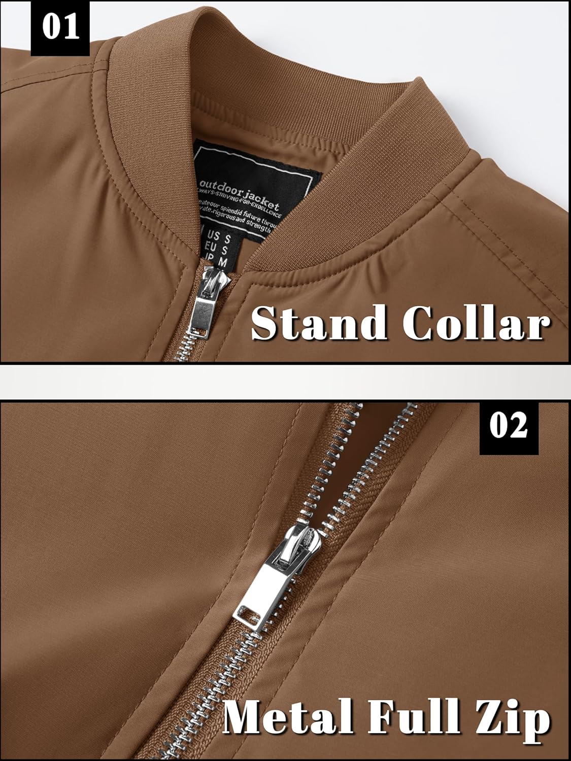 TACVASEN Men's Bomber Jacket Lightweight Casual Spring Fall Windbreaker Zip Up Coat with Pocket - Image 5