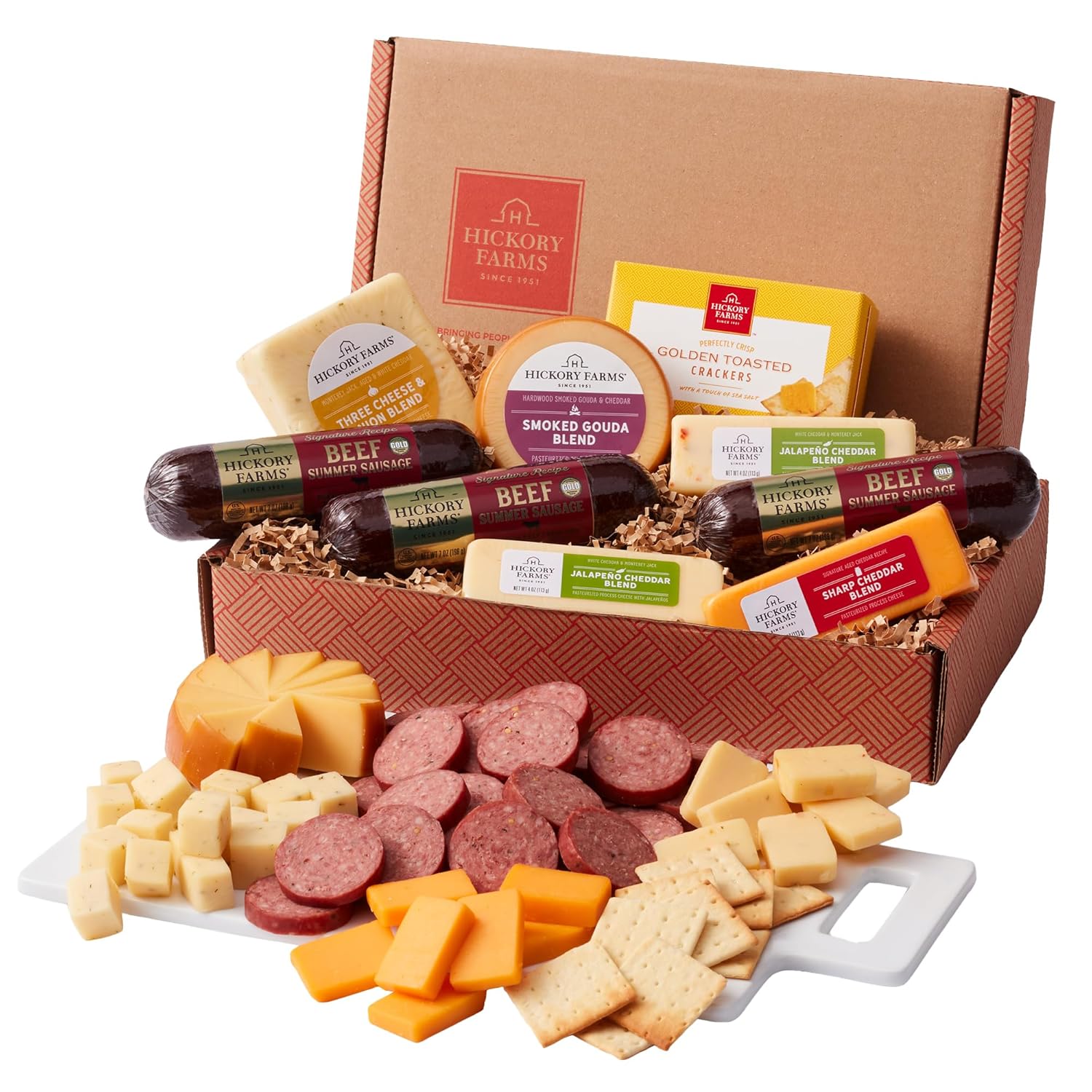 Hickory Farms Signature Beef Meat and Cheese Gift Basket (Large) - Box Set | Charcuterie Board Food | Summer Sausage | Father's Day | Mother's Day | Easter | Christmas | Holiday | Housewarming | Gourmet | Sympathy | Care Package - Image 3