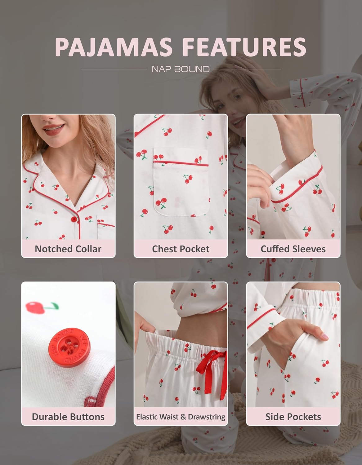 100% Cotton Christmas Pajama Sets for Women 2025 Holiday PJs Set Soft Long Sleeve Button Down Sleepwear XS-XXL - Image 4