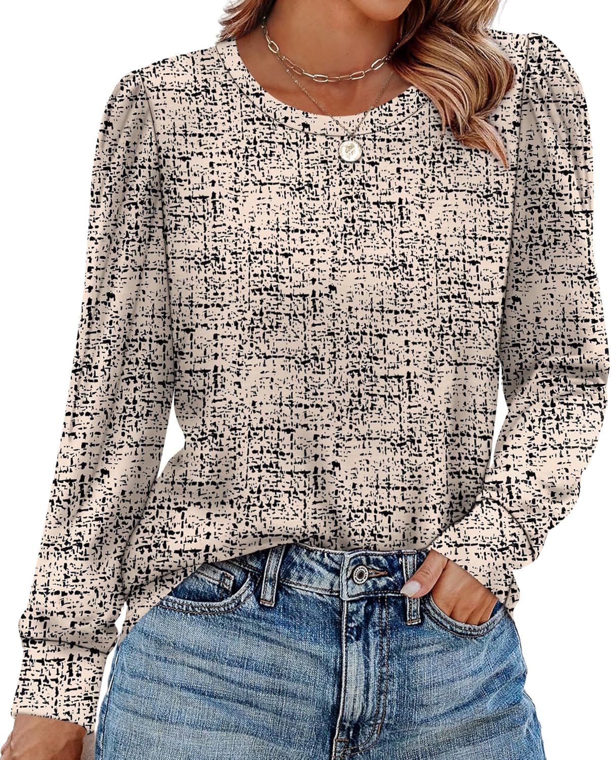 Alaroo Womens Long Sleeve Shirts 2025 Fall Tunic Tops Crewneck Blouses Print - Image 2