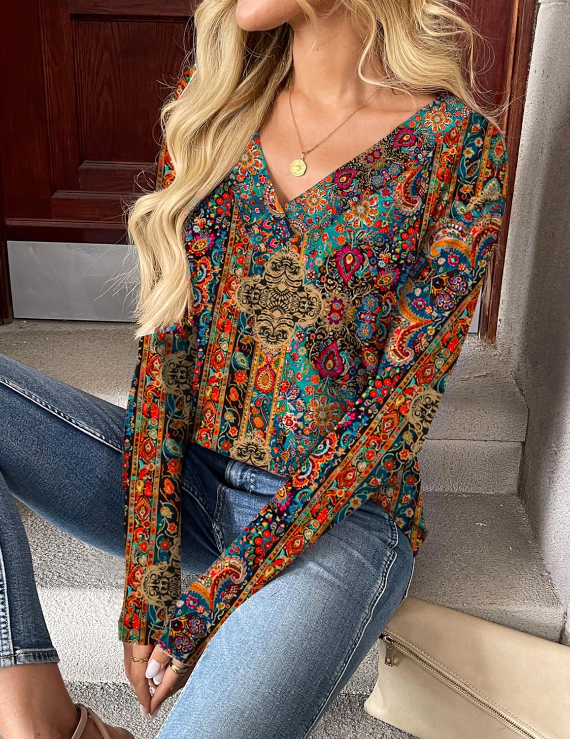 Zeagoo Women Long Sleeve Tops Dressy Casual V Neck Tshirts Basics Tee 2025 Fall Trendy Clothes S-2XL - Image 3