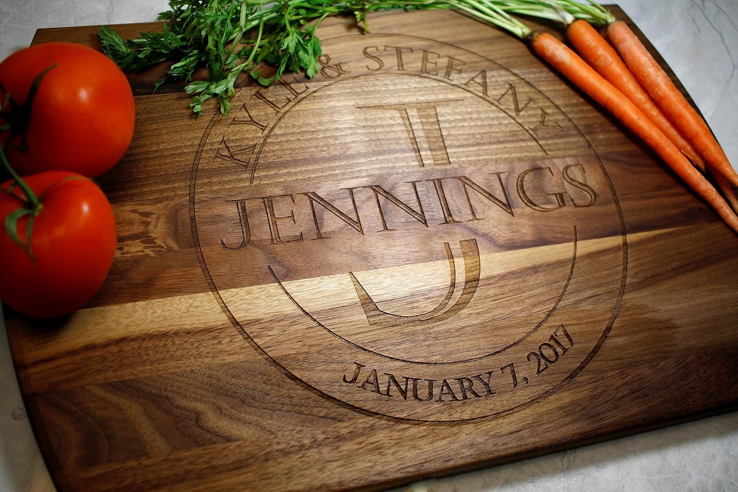 Blue Ridge Mountain Gifts Personalized Wood Cutting Board Laser Engraved Anniversary or Wedding Gift Custom Charcuterie Board Personalized Christmas Gift