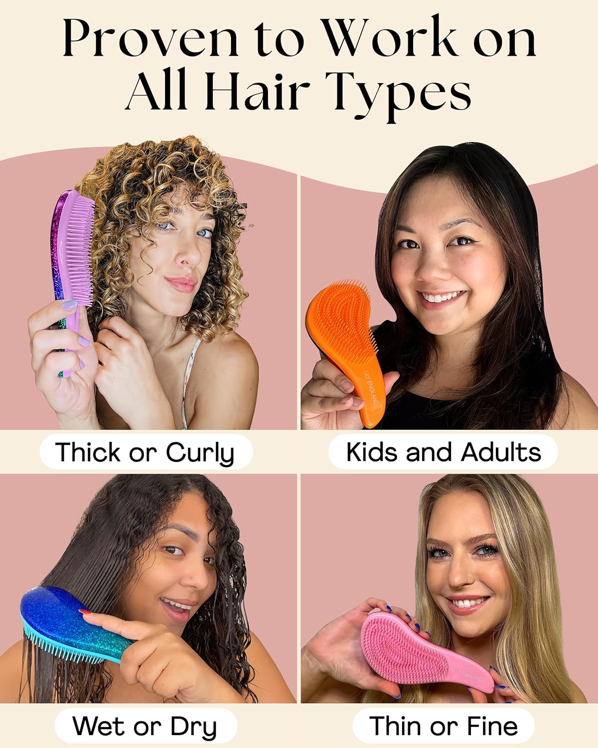 Lily England Teen Girl Gifts Trendy Stuff - Gentle Detangler Hair Brush for Curly, Thick, Straight & Natural Hair - Attractive Gift for Teen Girls with Flexible Bristles for Wet & Dry Hair, Rose-Gold - Image 4